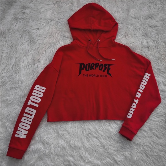 Justin Bieber, Purpose World Tour, Cropped Red Hoodie - Picture 1 of 1